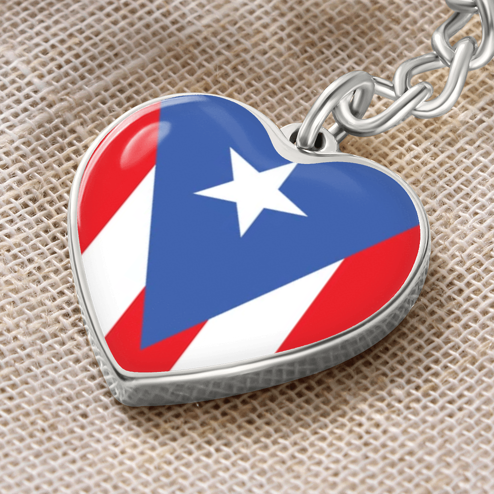 Puerto Rico Graphic Heart with Curb Keychain Attachment