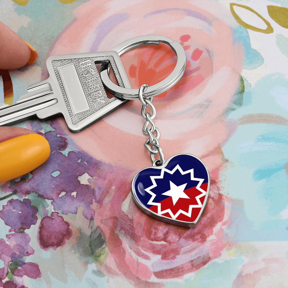 Juneteenth Graphic Heart with Curb Keychain Attachment