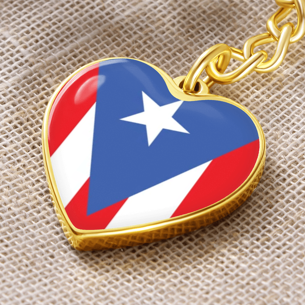 Puerto Rico Graphic Heart with Curb Keychain Attachment