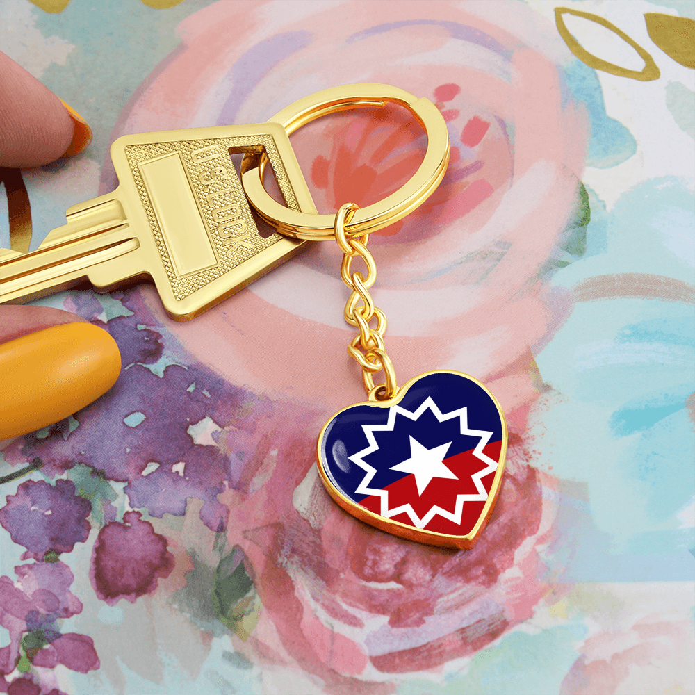 Juneteenth Graphic Heart with Curb Keychain Attachment