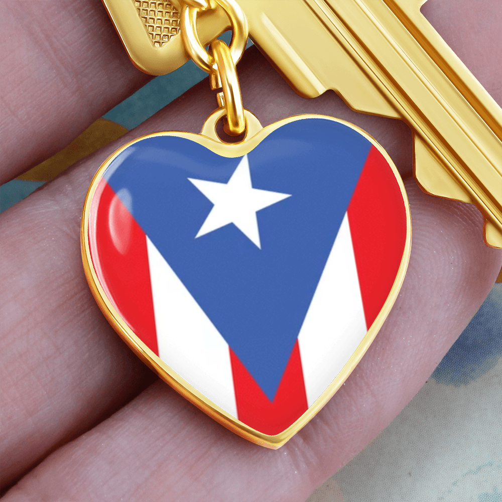 Puerto Rico Graphic Heart with Curb Keychain Attachment