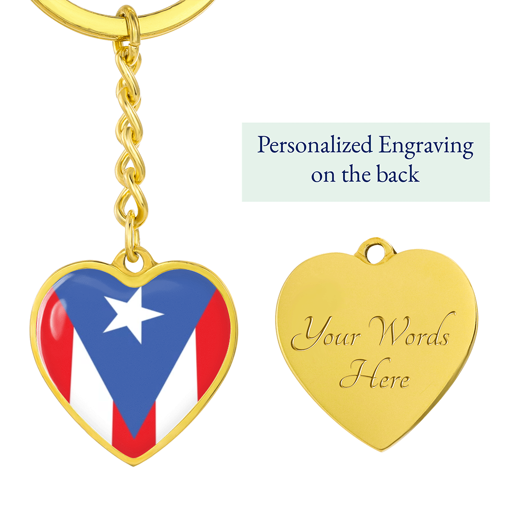 Puerto Rico Graphic Heart with Curb Keychain Attachment