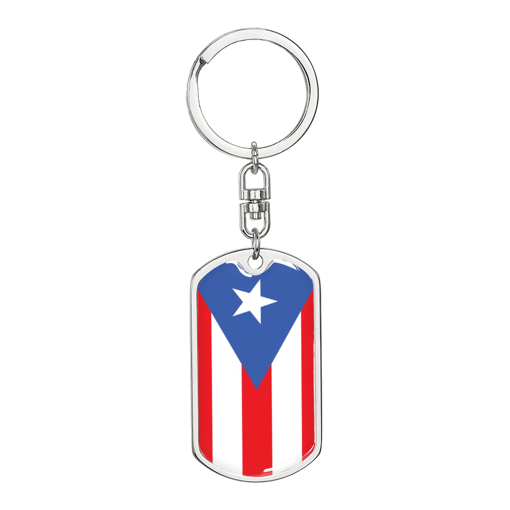 Puerto Rico Graphic Dog Tag Keychain