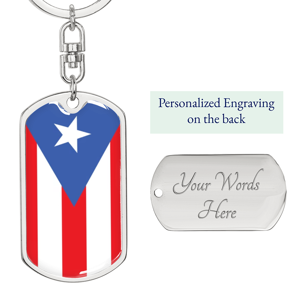 Puerto Rico Graphic Dog Tag Keychain