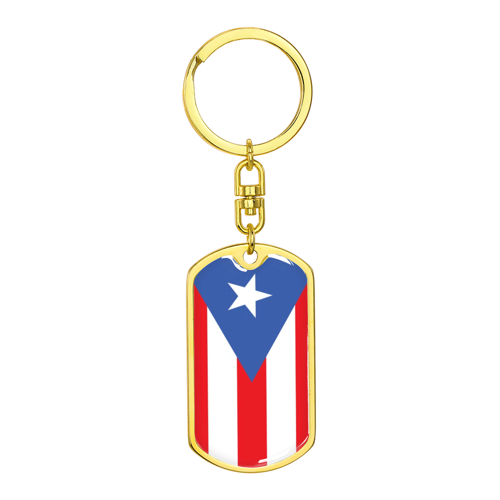 Puerto Rico Graphic Dog Tag Keychain