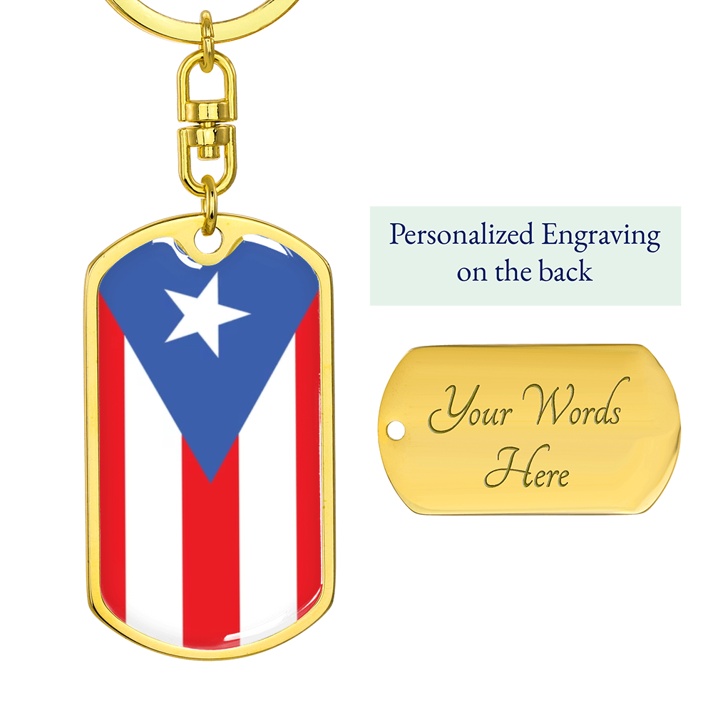 Puerto Rico Graphic Dog Tag Keychain