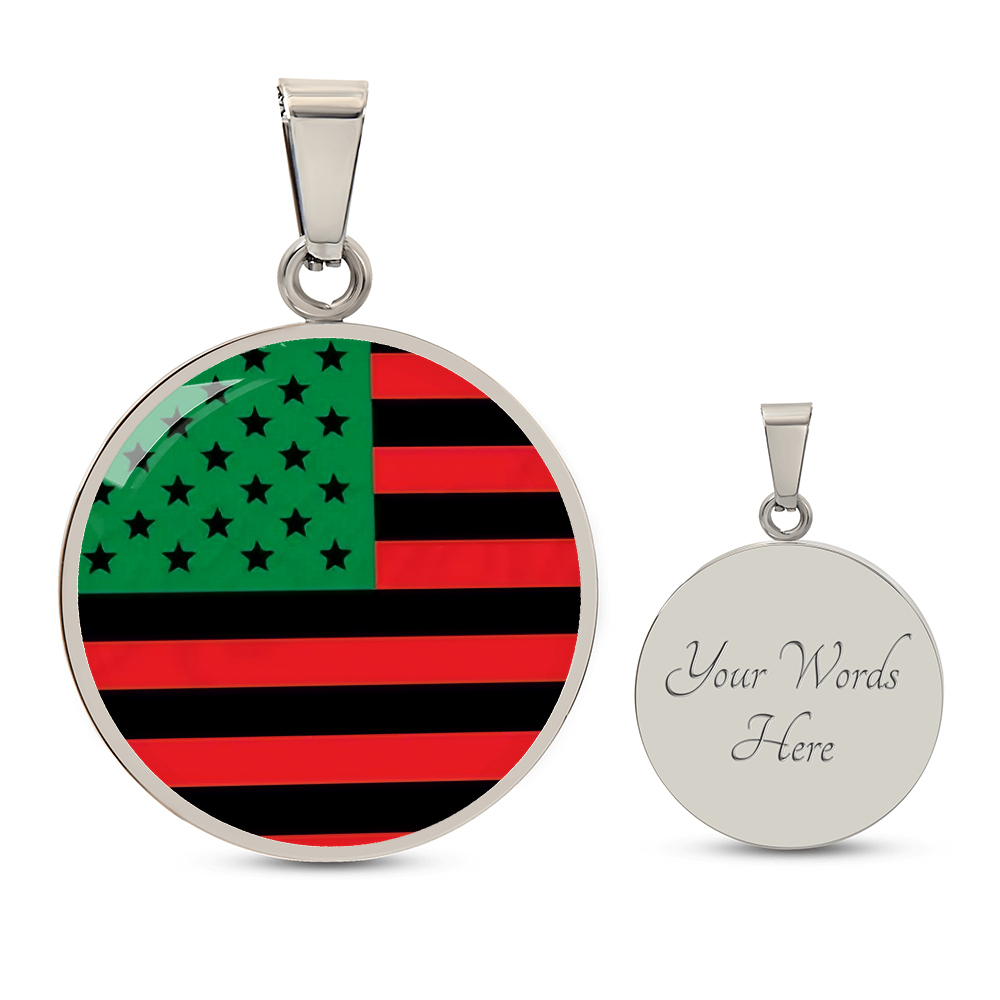 African American Flag Luxury Graphic Circle Necklace