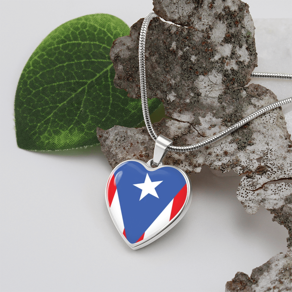 Puerto Rico Luxury Graphic Heart Necklace