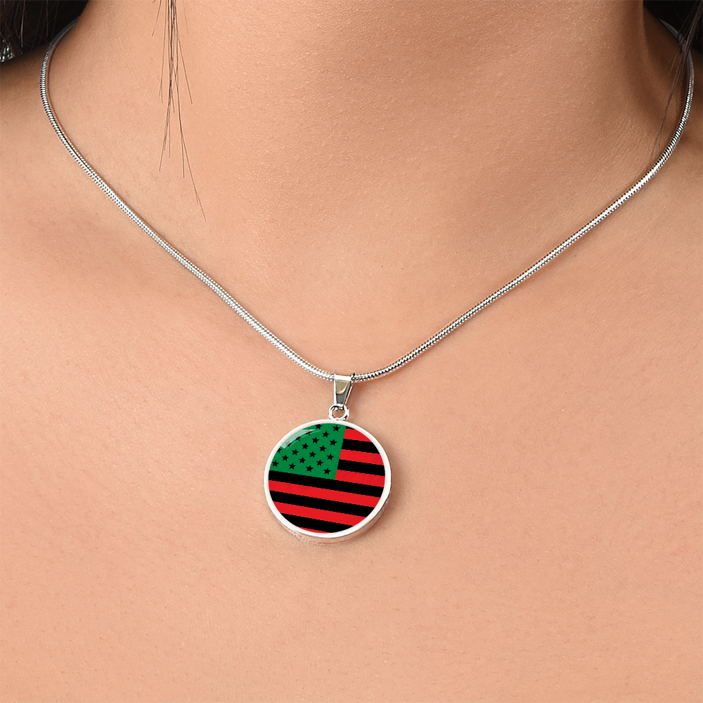 African American Flag Luxury Graphic Circle Necklace
