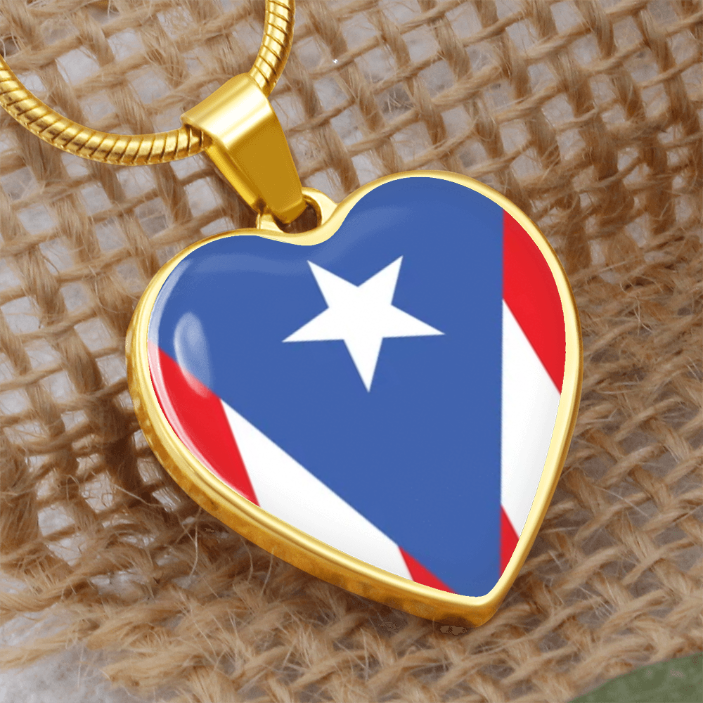Puerto Rico Luxury Graphic Heart Necklace