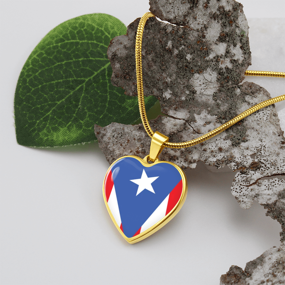 Puerto Rico Luxury Graphic Heart Necklace