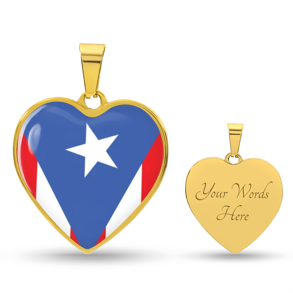 Puerto Rico Luxury Graphic Heart Necklace