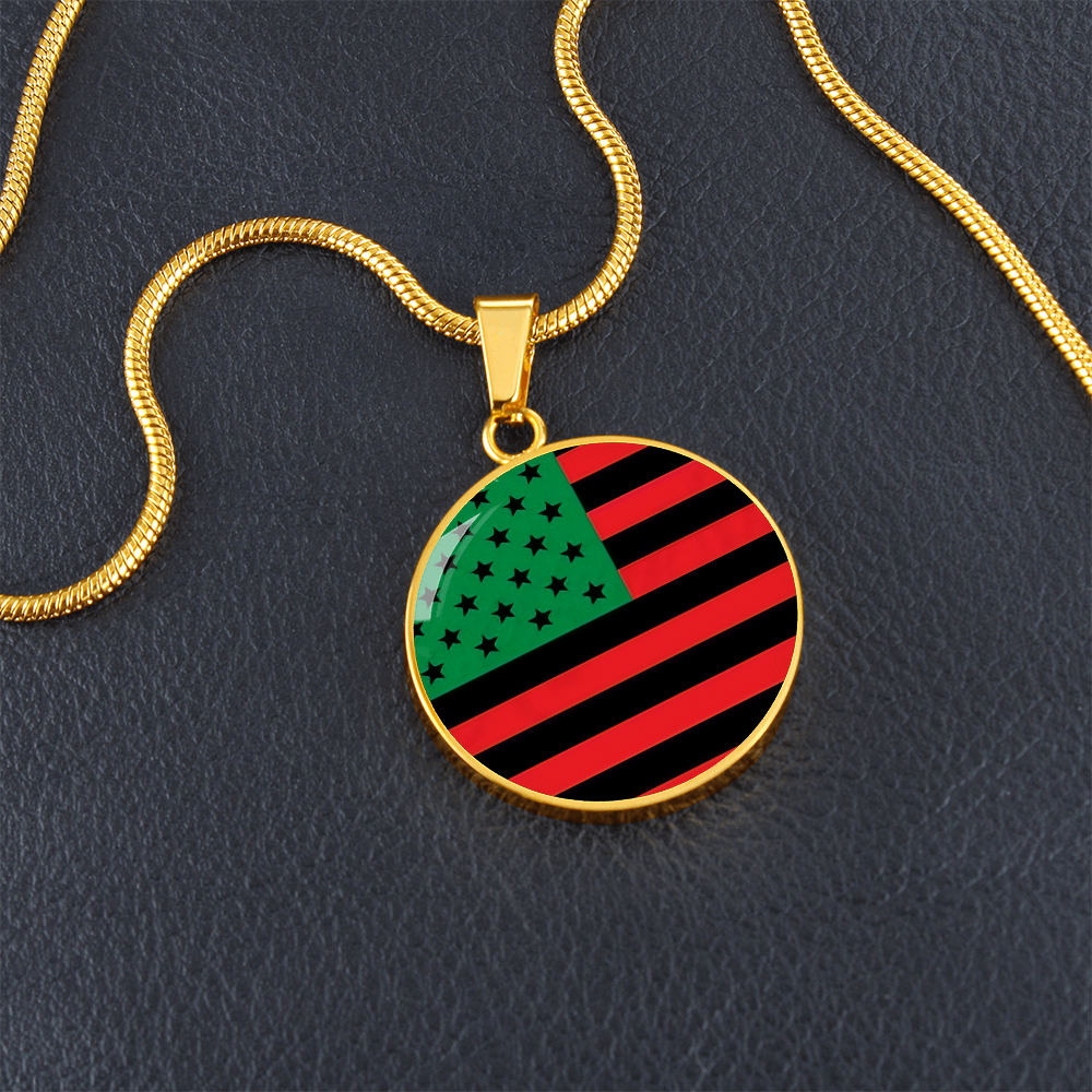 African American Flag Luxury Graphic Circle Necklace