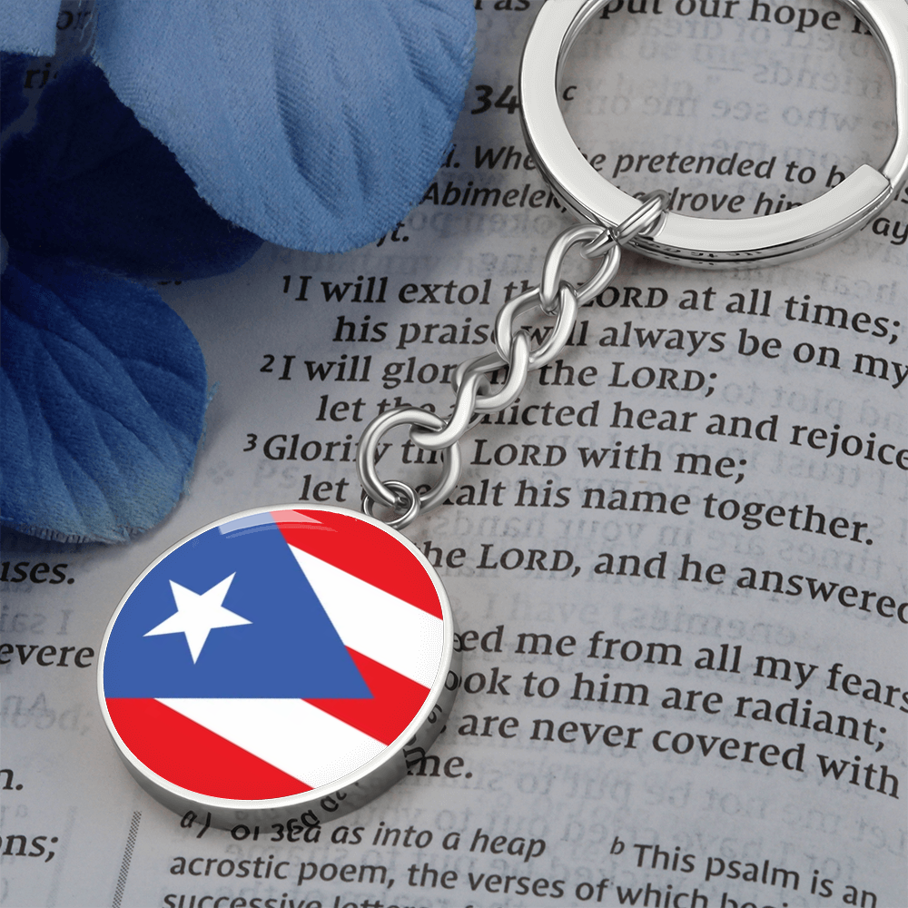 Puerto Rico Graphic Circle Keychain