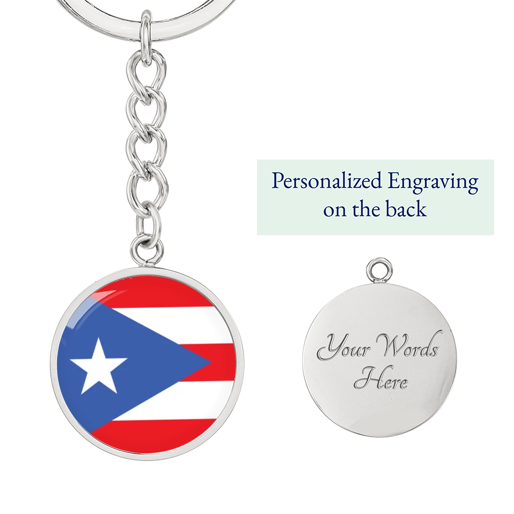 Puerto Rico Graphic Circle Keychain